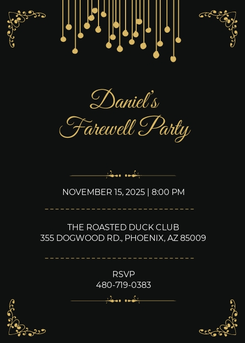 Farewell Invitation Card Template [Free JPG] - Word, PSD, Publisher