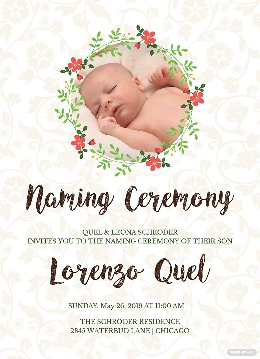 Baby Naming Ceremony Invitation Template in MS Word, Pages,