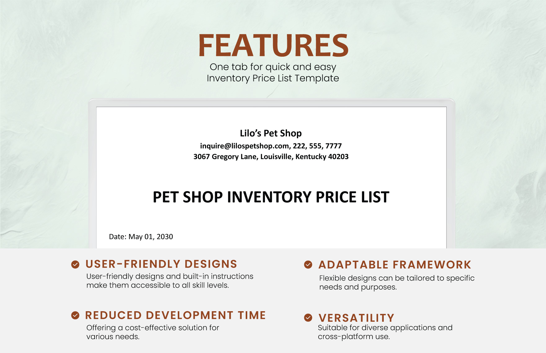 Inventory Price List Template