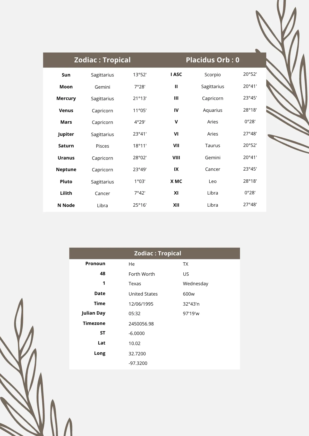 Free Blank Birth Chart Template to Edit Online