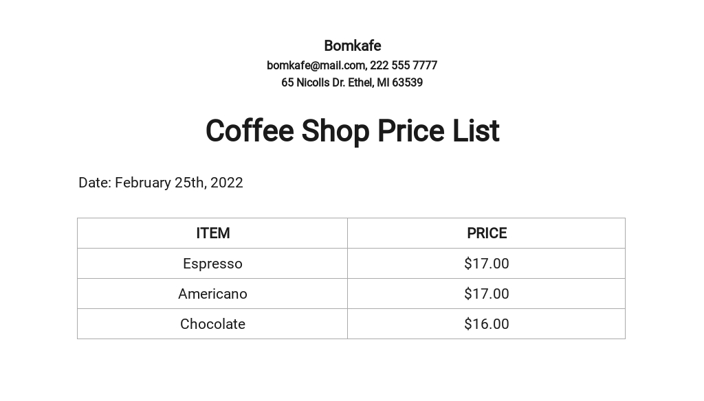 FREE Grocery Shop Price List Template - Word | Excel | Apple Pages
