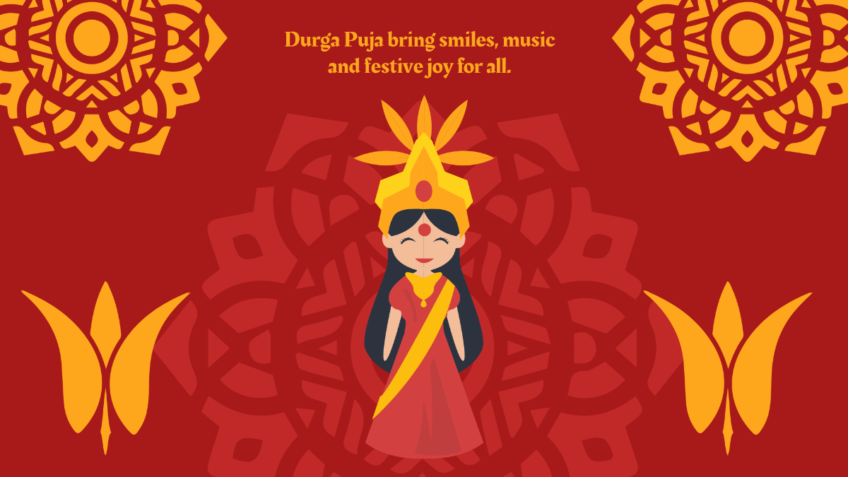 Free Durga Puja Cartoon Background Template to Edit Online