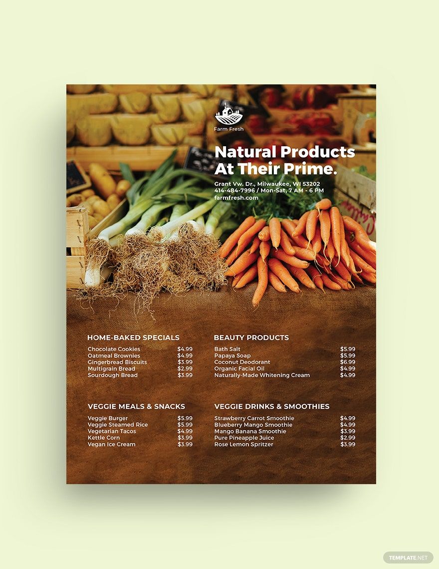 Farmer s Market Price List Template In Google Docs Publisher Word 