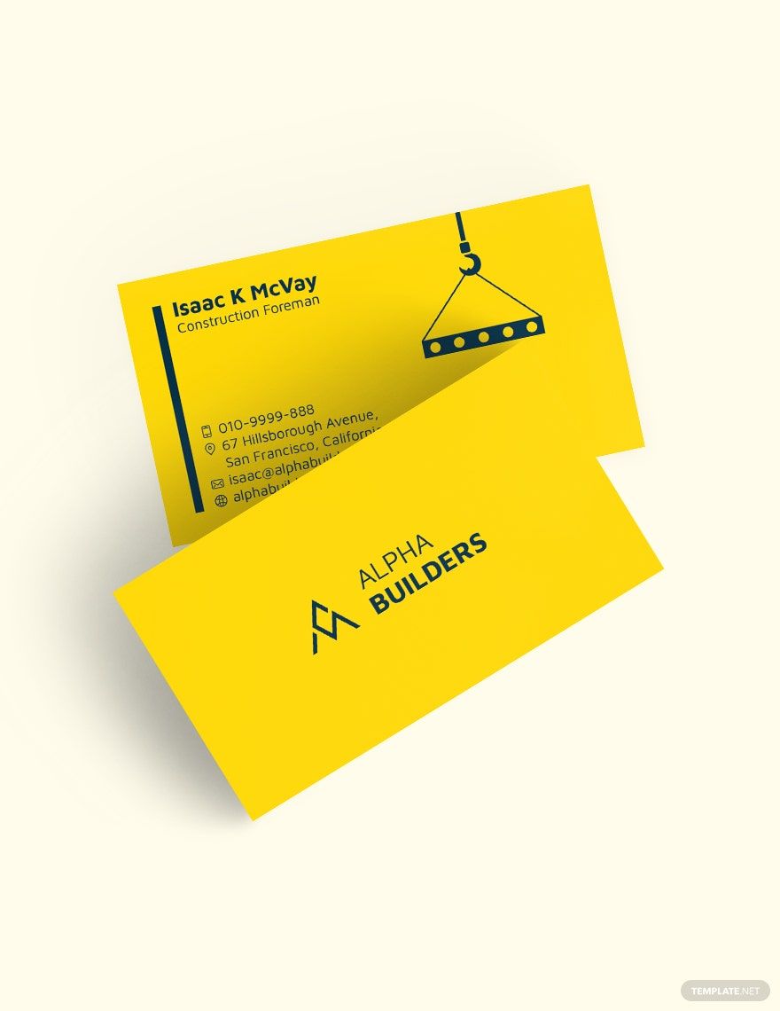 Building Construction Business Card Template