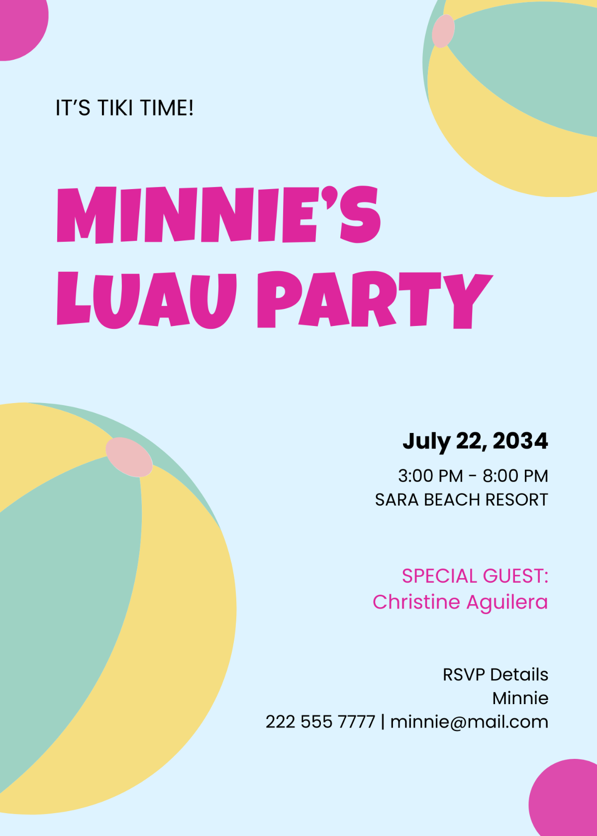 Luau Beach Party Invitation Template - Edit Online & Download