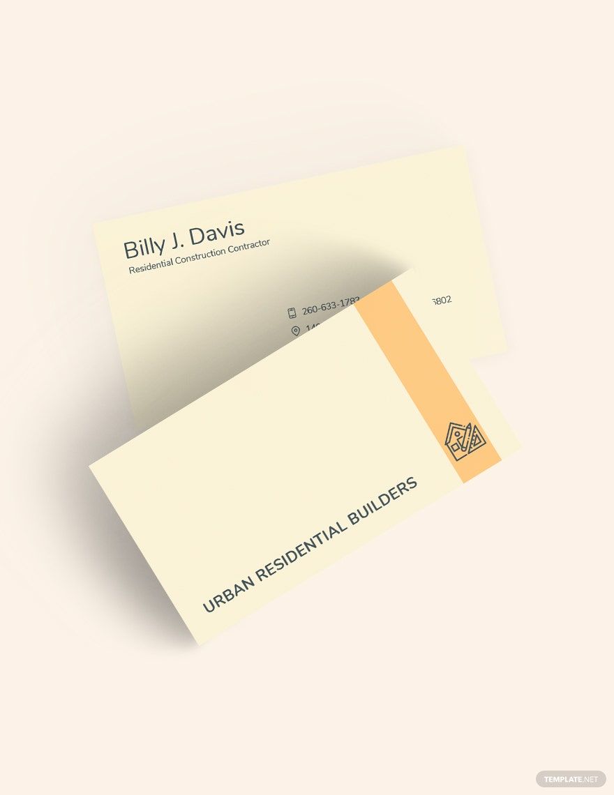 Residential Construction Business Card Template