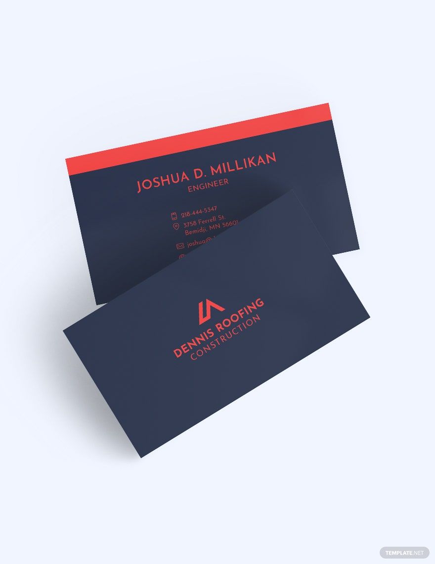 Roofing Construction Business Card Template