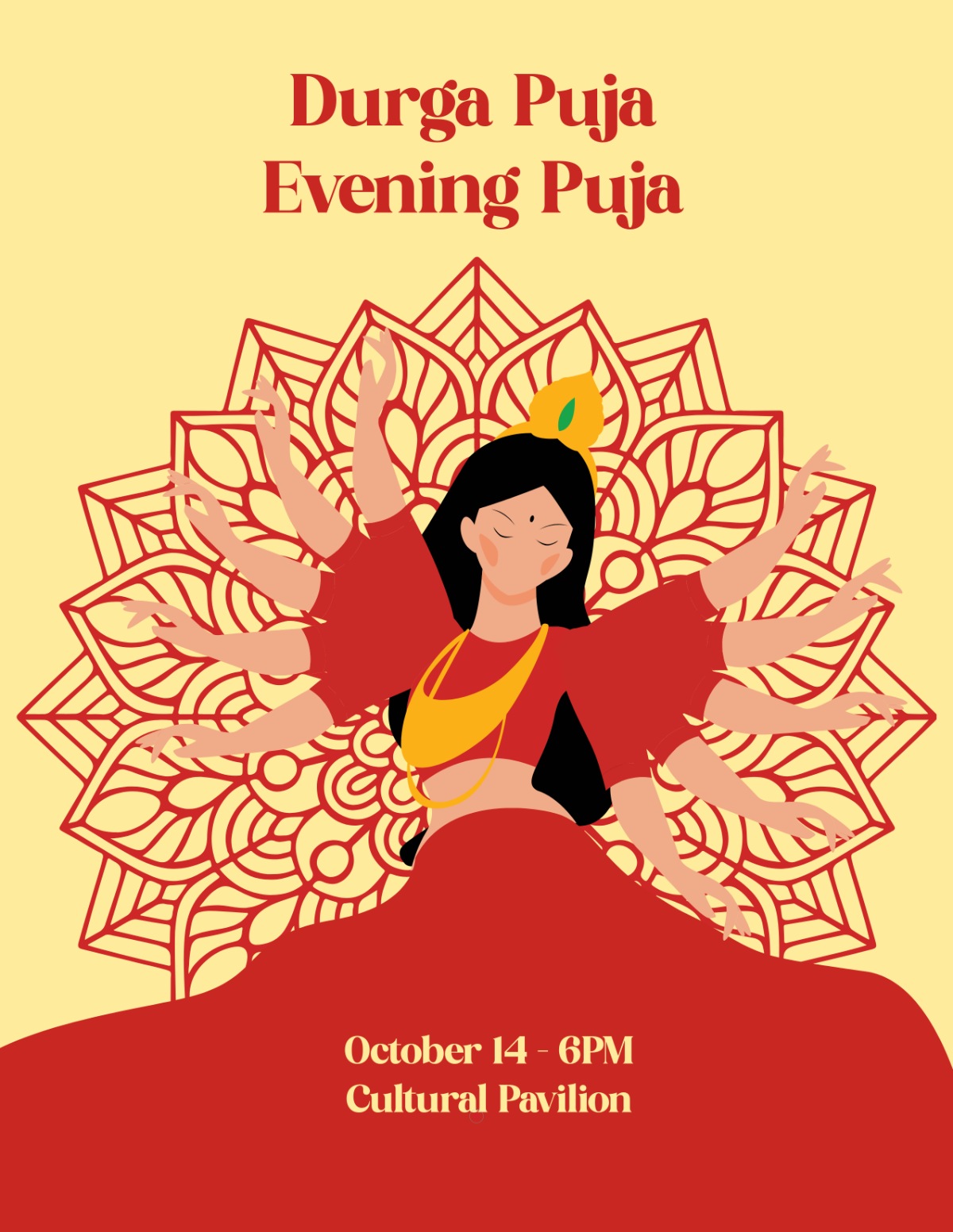Free Durga Puja Flyer Background Template to Edit Online