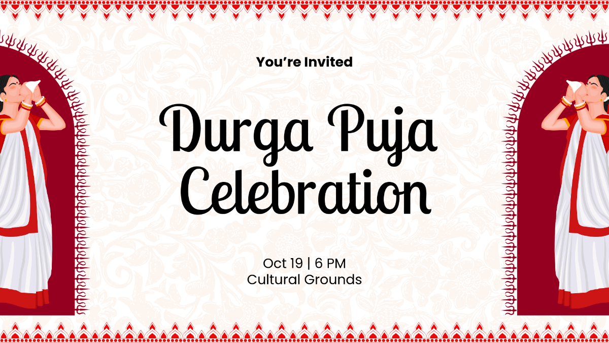 Free Durga Puja Invitation Background Template to Edit Online