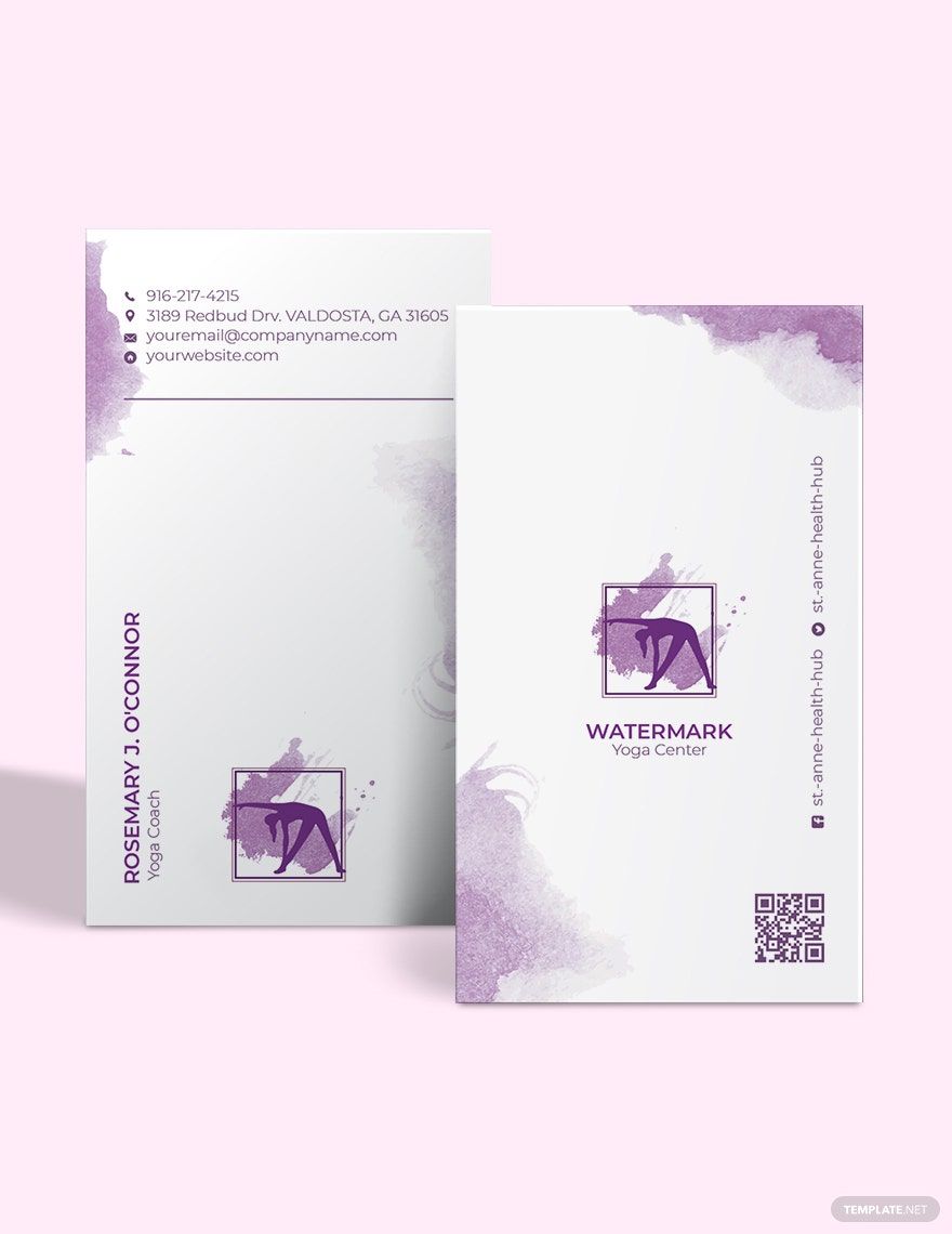 Watercolor Yoga Business Card Template in Word, Google Docs, Illustrator, PSD, Apple Pages, Publisher