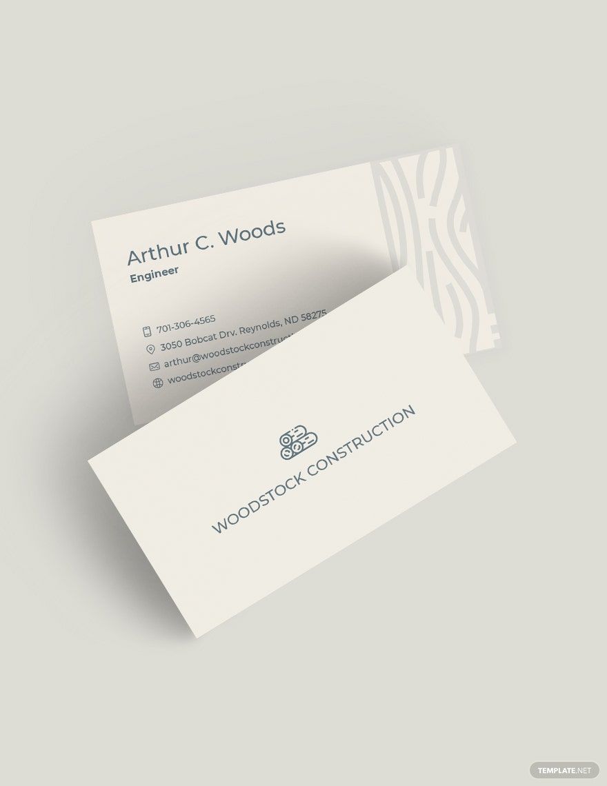 Wood Construction Business Card Template