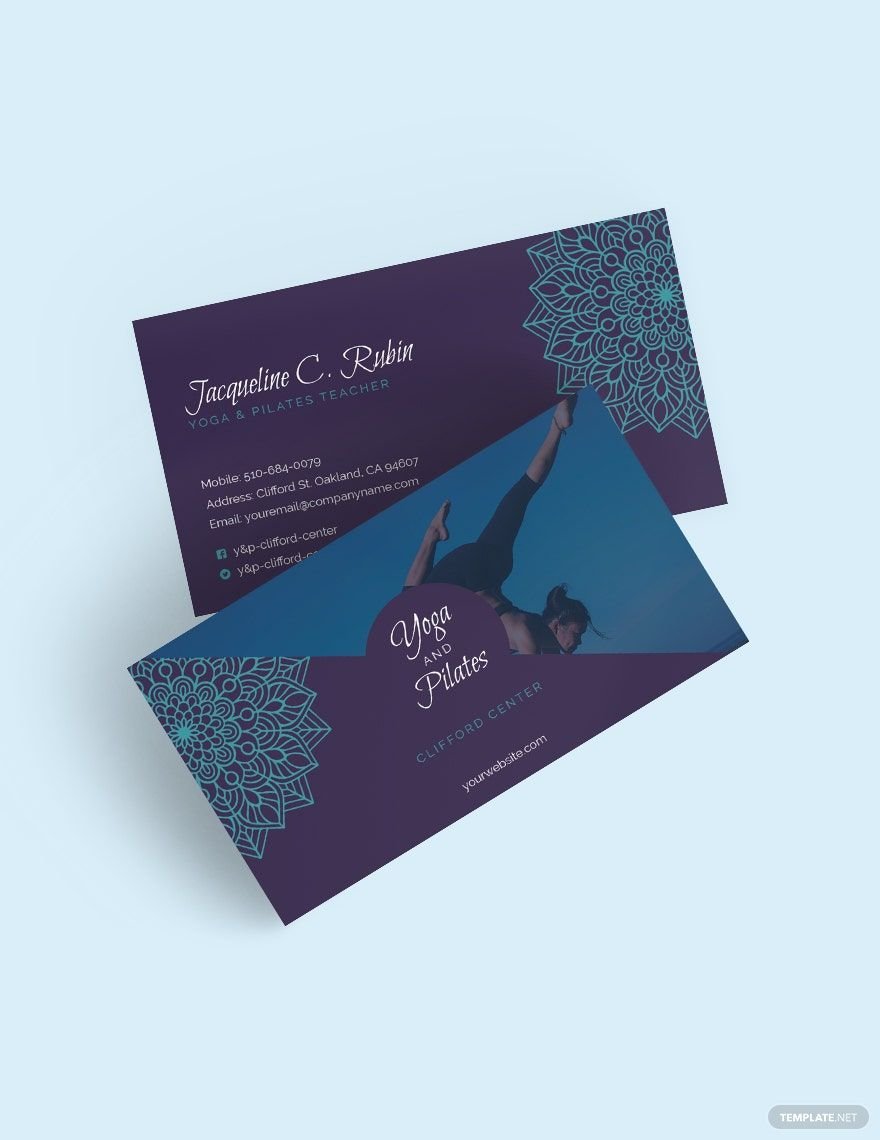Yoga & Pilates Business Card Template in Word, Google Docs, Illustrator, PSD, Apple Pages, Publisher