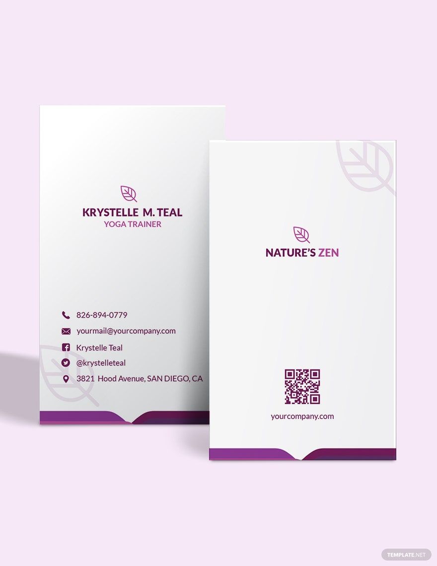 Yoga Trainer Business Card Template in Word, Google Docs, Illustrator, PSD, Apple Pages, Publisher