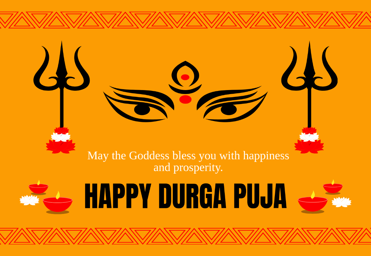 Free Durga Puja Card Template to Edit Online