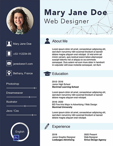 Web Designer Fresher CV Template - PSD