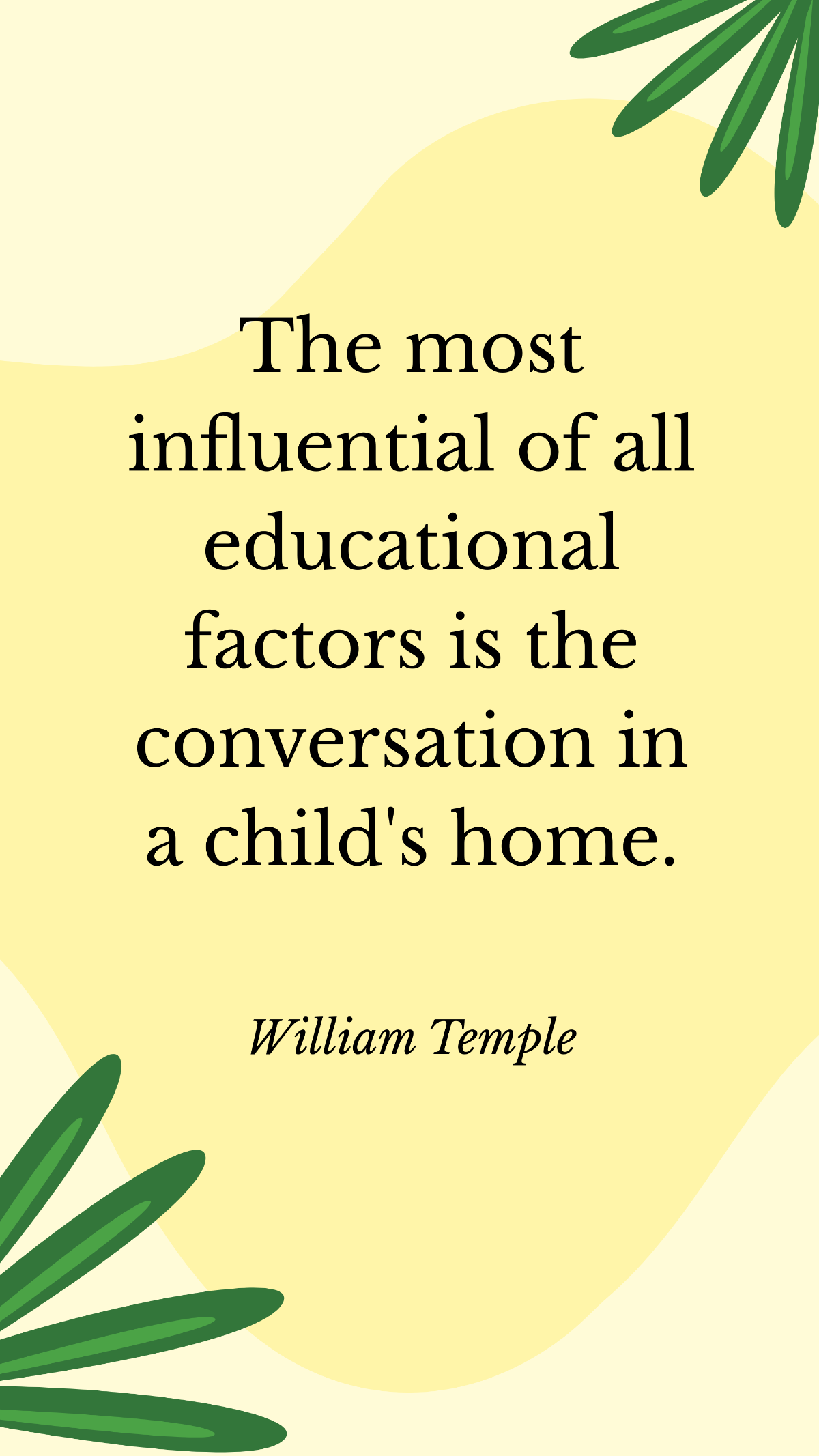 Free William Temple - The most influential of all educational factors is the conversation in a child's home. Template