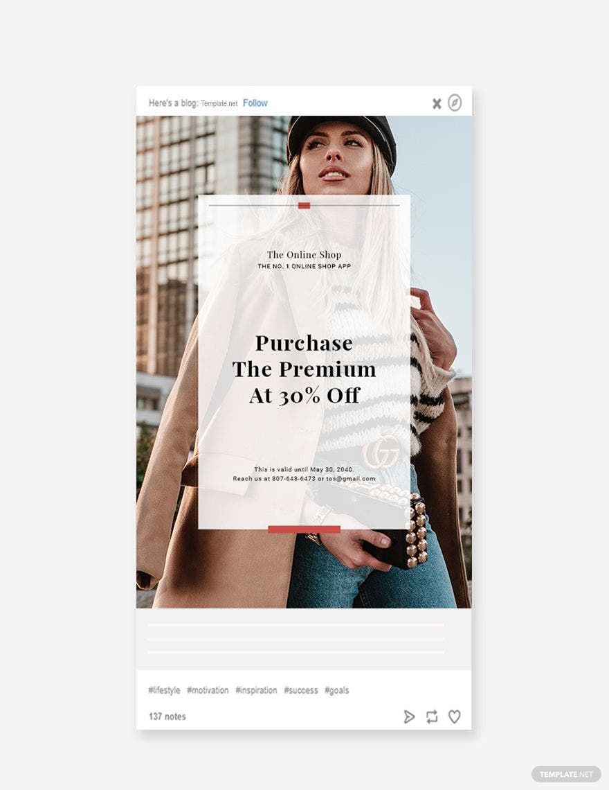 Online Shop App Promotion Tumblr Post Template in PSD