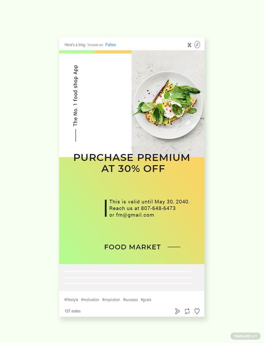 Restaurant App Promotion Tumblr Post Template in PSD