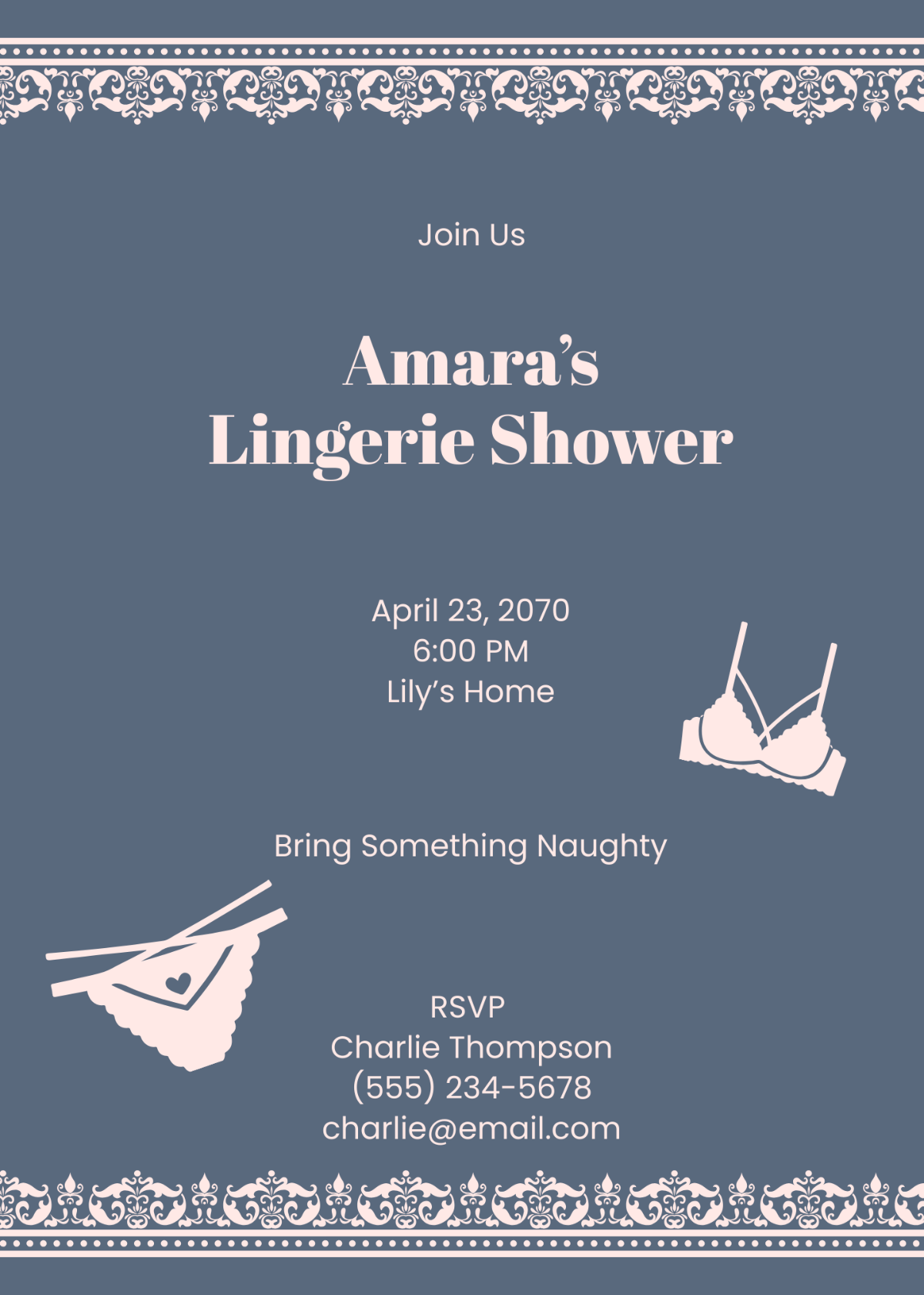 Lace Lingerie Shower Invitation