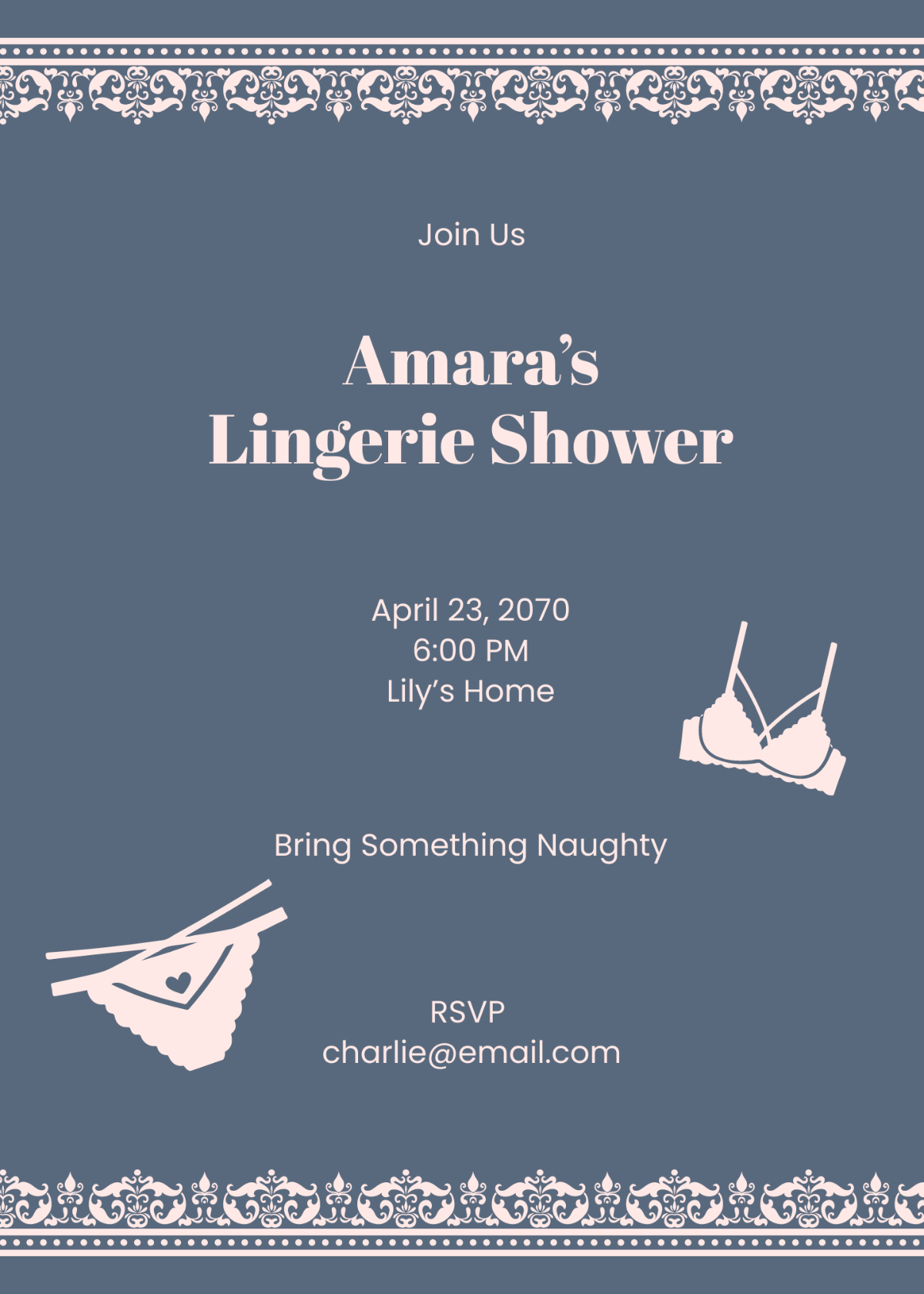 Lace Lingerie Shower Invitation Template