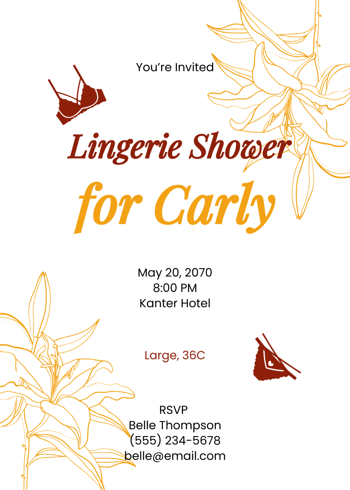 Floral Lingerie Shower Invitation