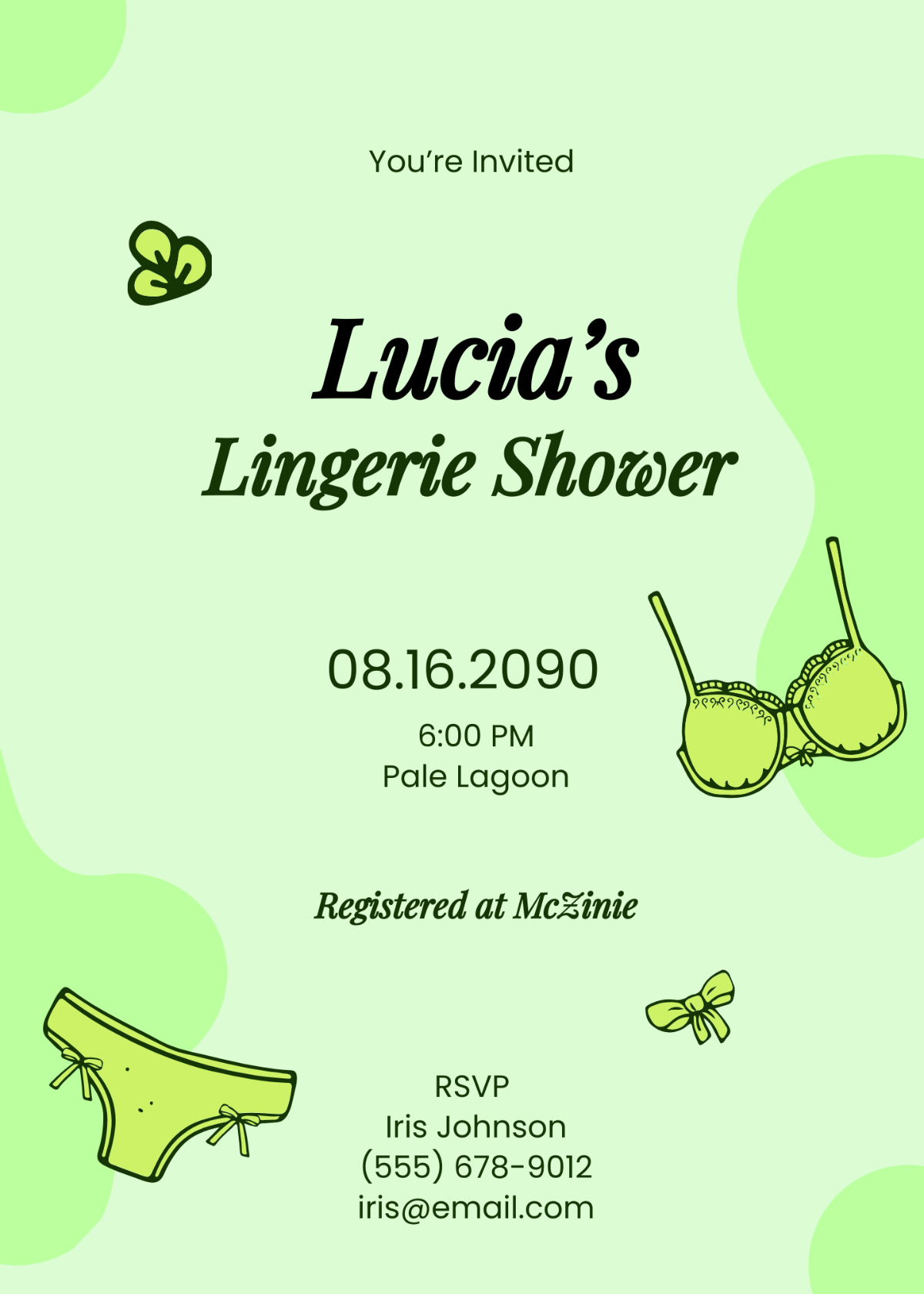 Lingerie Shower Text Message Invitation