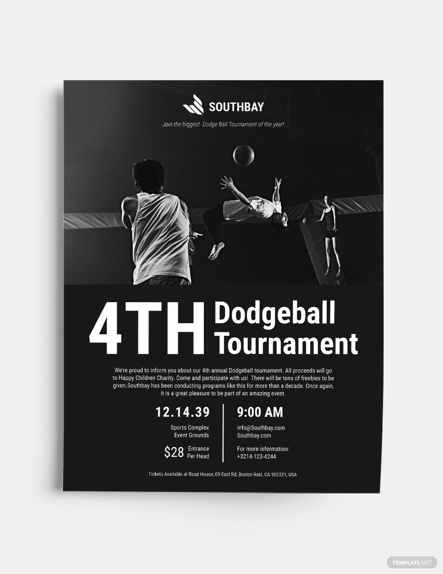 Dodgeball Tournament Flyer Template in Word, Google Docs, Illustrator, PSD, Apple Pages, Publisher, InDesign