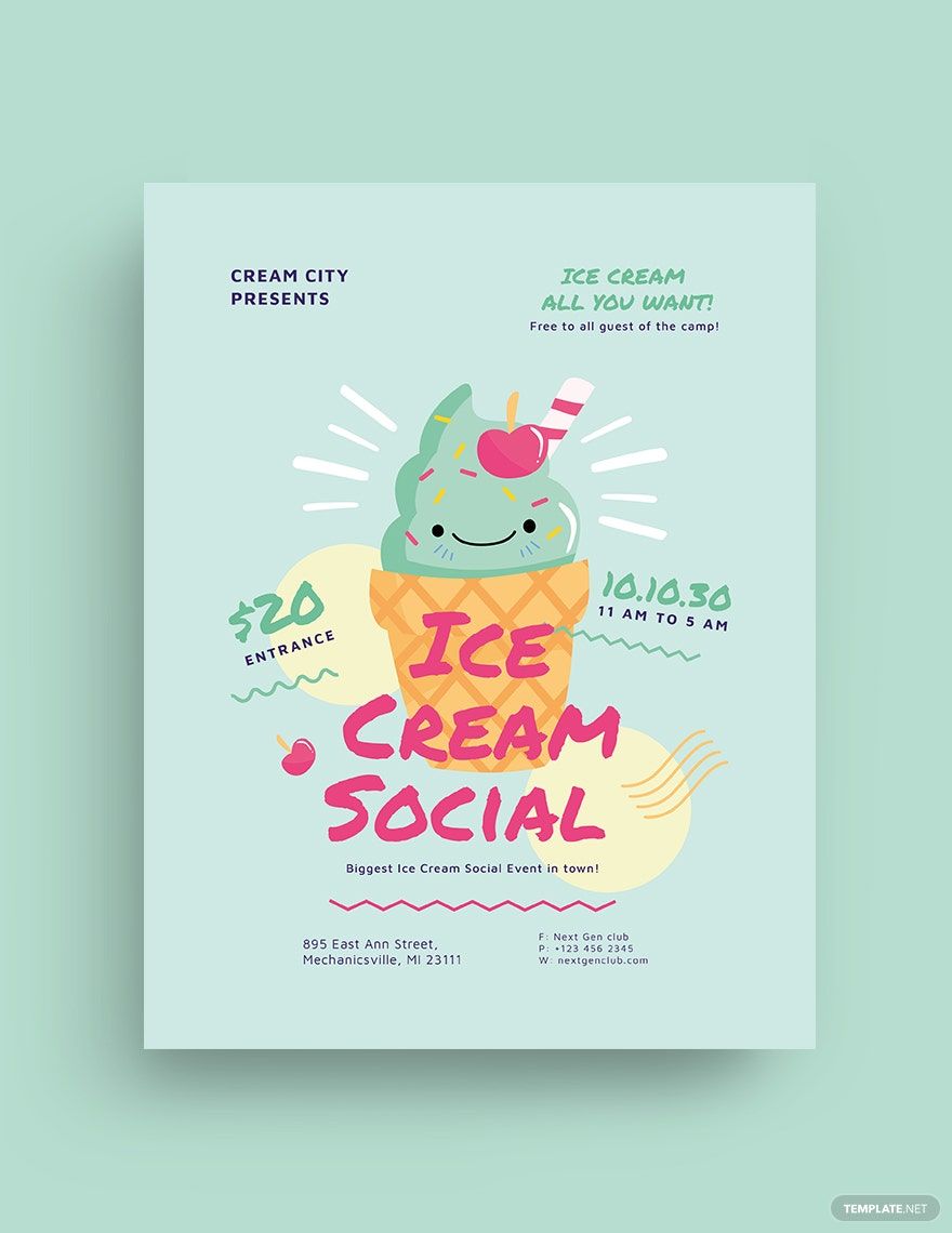 Ice Cream Social Flyer Template