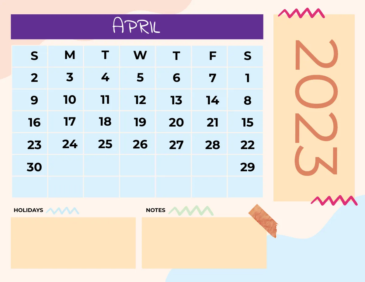 Free Colorful 2023 Calendar Template to Edit Online