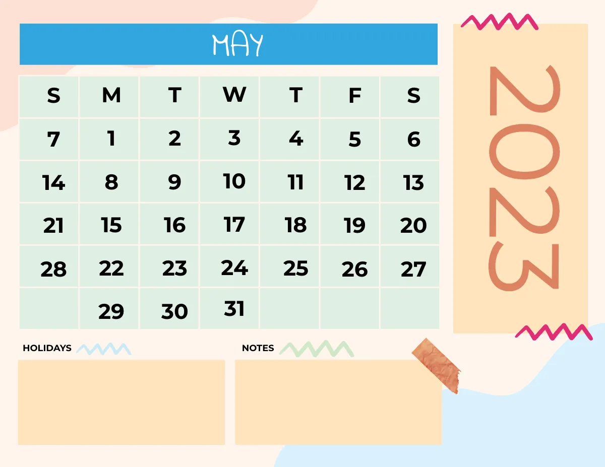 Free Colorful 2023 Calendar Template to Edit Online