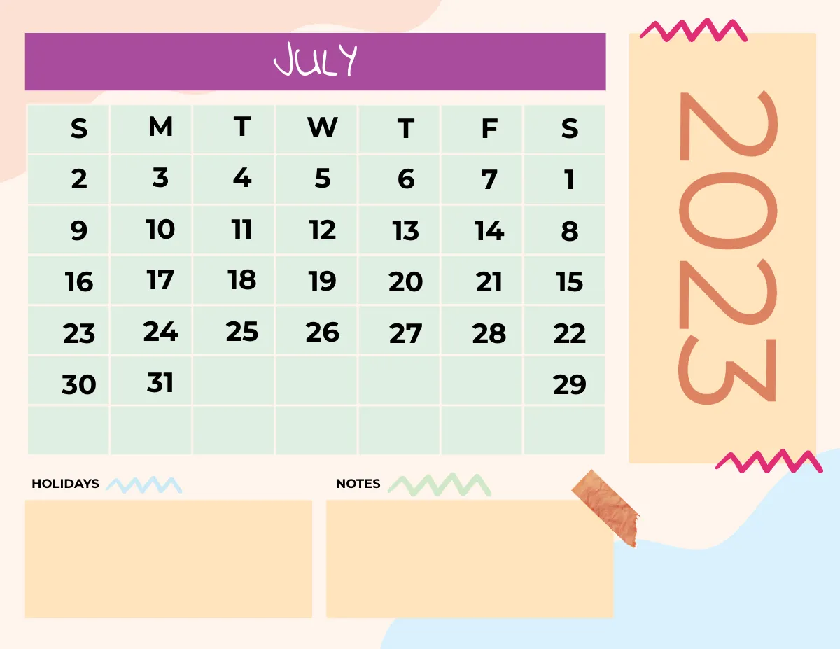 Free Colorful 2023 Calendar Template to Edit Online