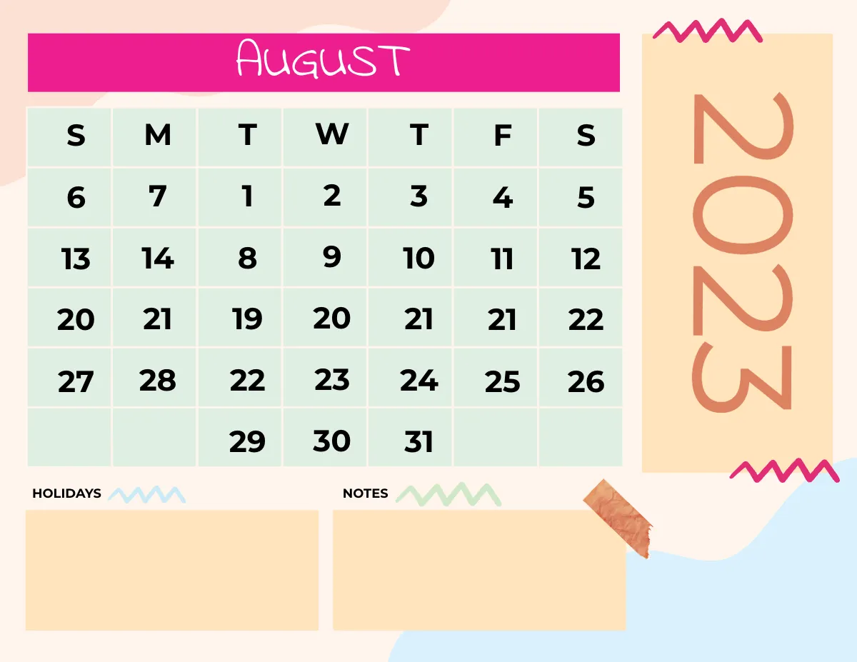 Free Colorful 2023 Calendar Template to Edit Online