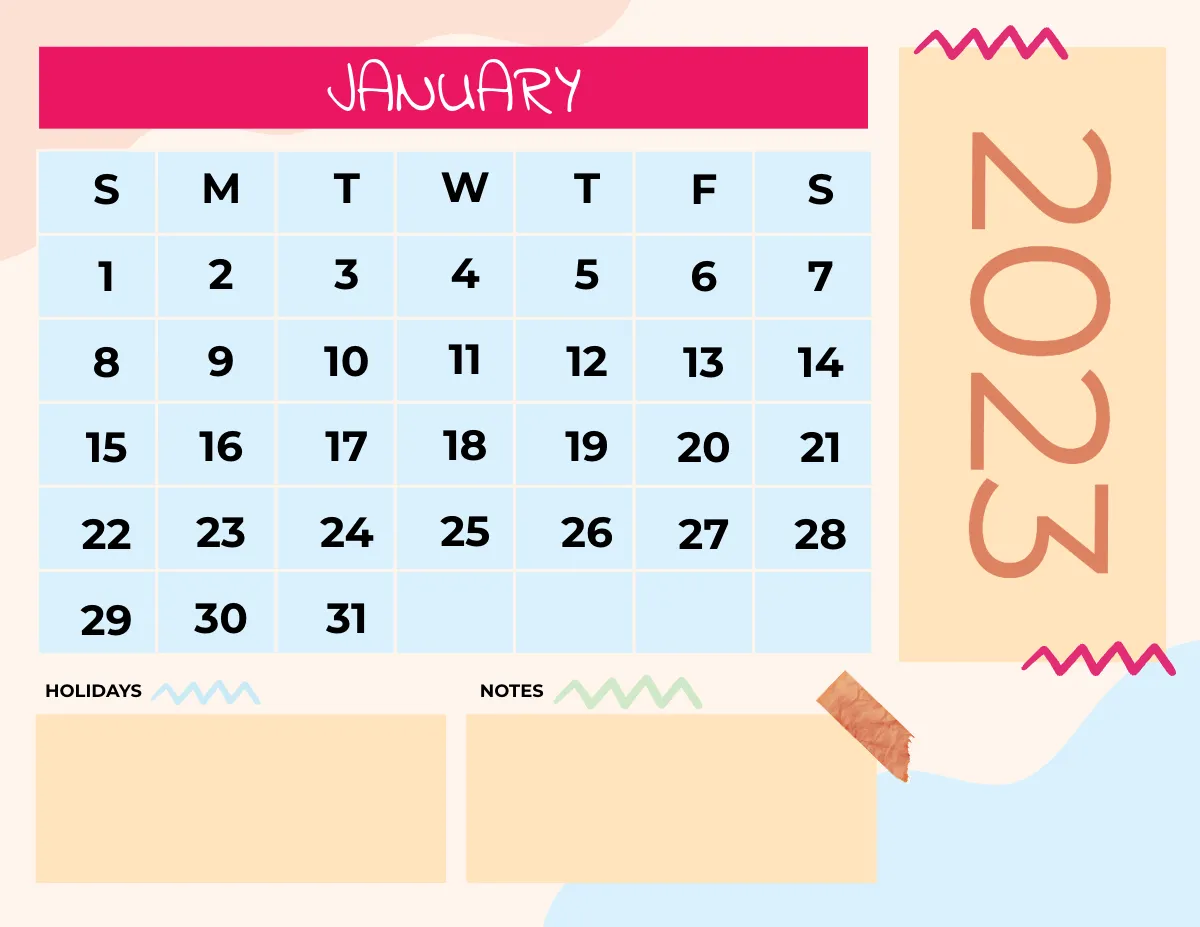 Free Colorful 2023 Calendar Template to Edit Online