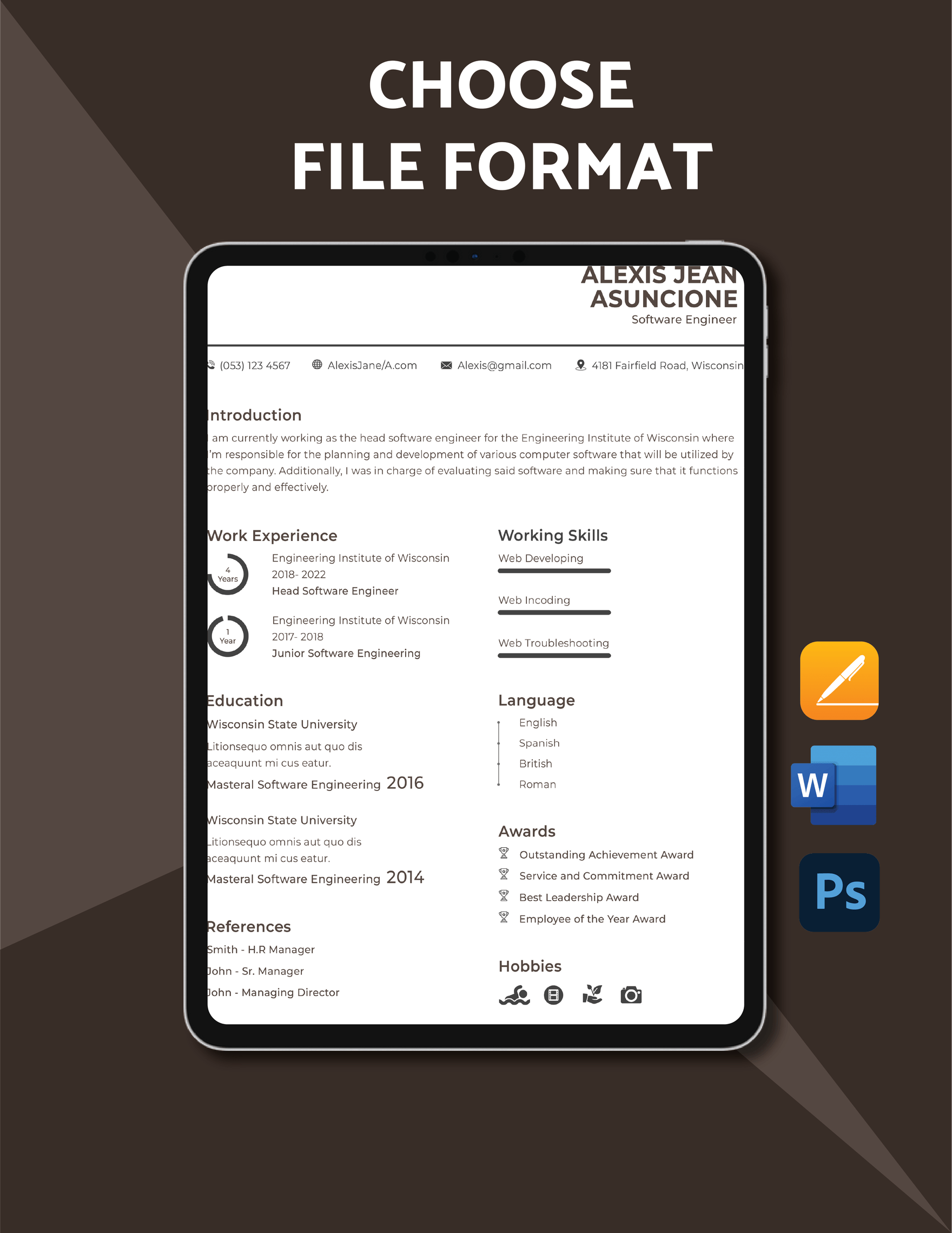 Software Quality Engineer CV Template