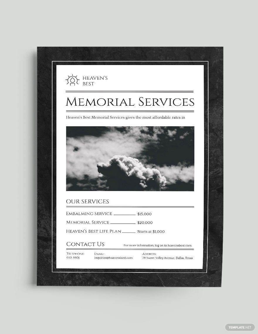 Free Memorial Flyer Template