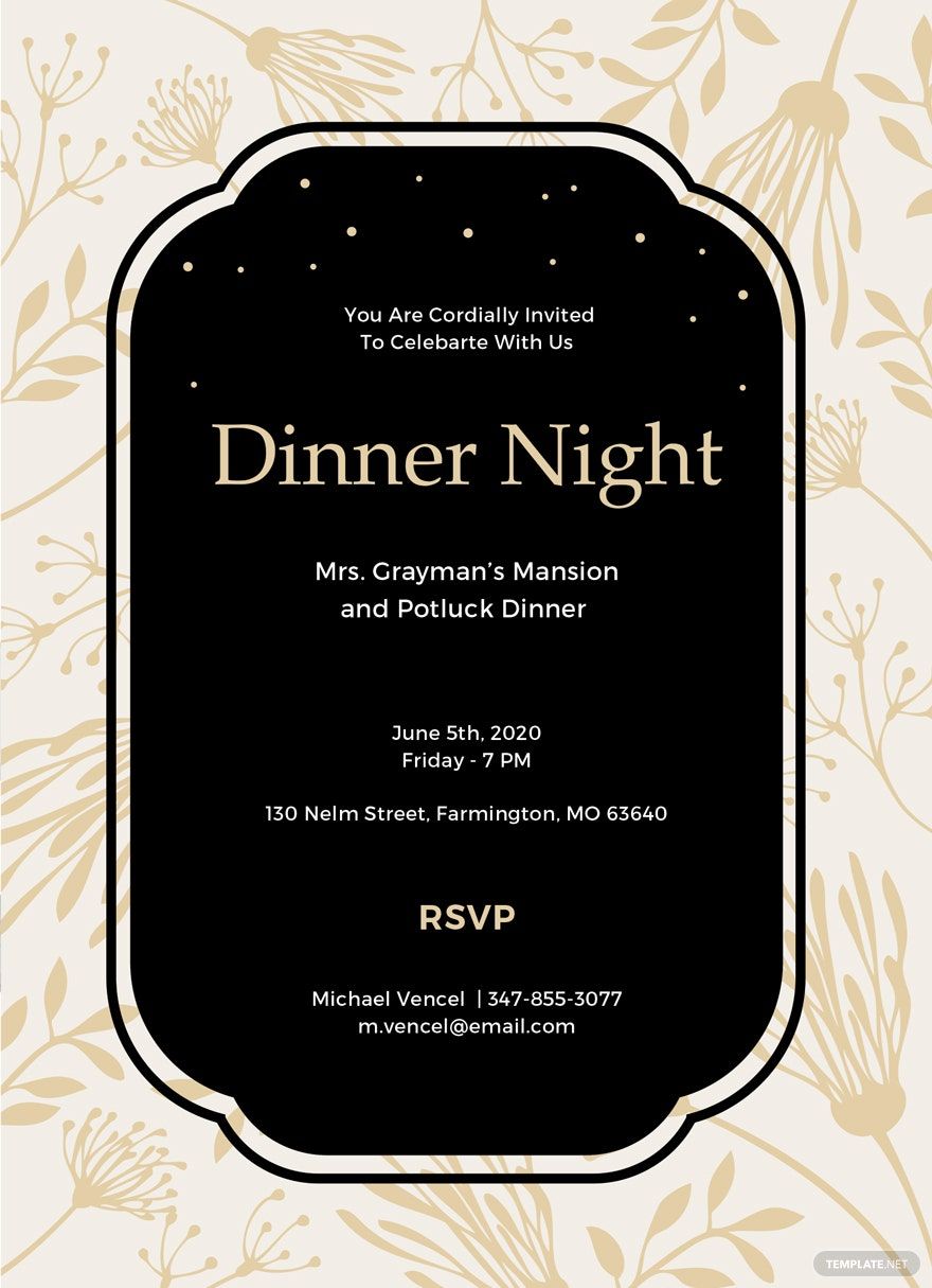 dinner invitation template - google docs, illustrator, word, apple