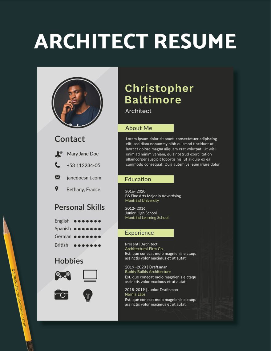 Architect Resume in Word, PSD, Apple Pages, Publisher