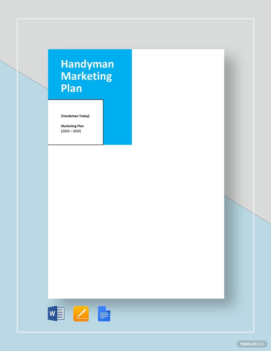 Handyman Marketing Plan Template in Word, Google Docs, Apple Pages