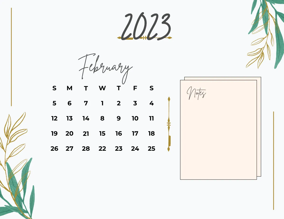 Free Calligraphy 2023 Calendar Template to Edit Online