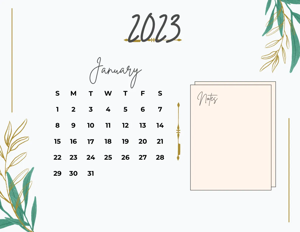 Free Calligraphy 2023 Calendar Template to Edit Online