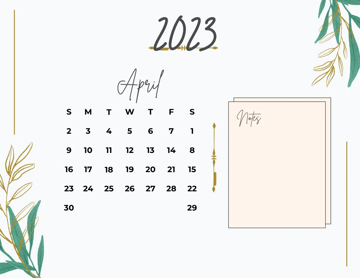 Free Calligraphy 2023 Calendar Template to Edit Online