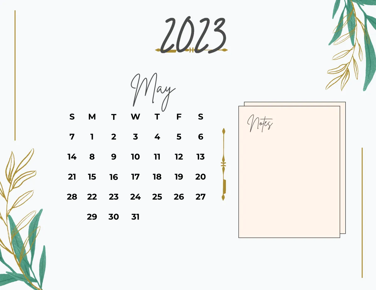 Free Calligraphy 2023 Calendar Template to Edit Online