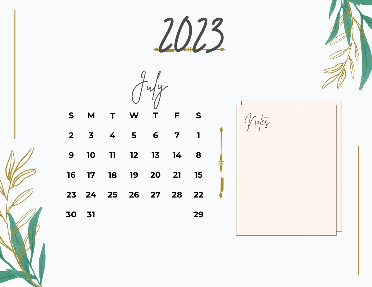 Free Calligraphy 2023 Calendar Template to Edit Online