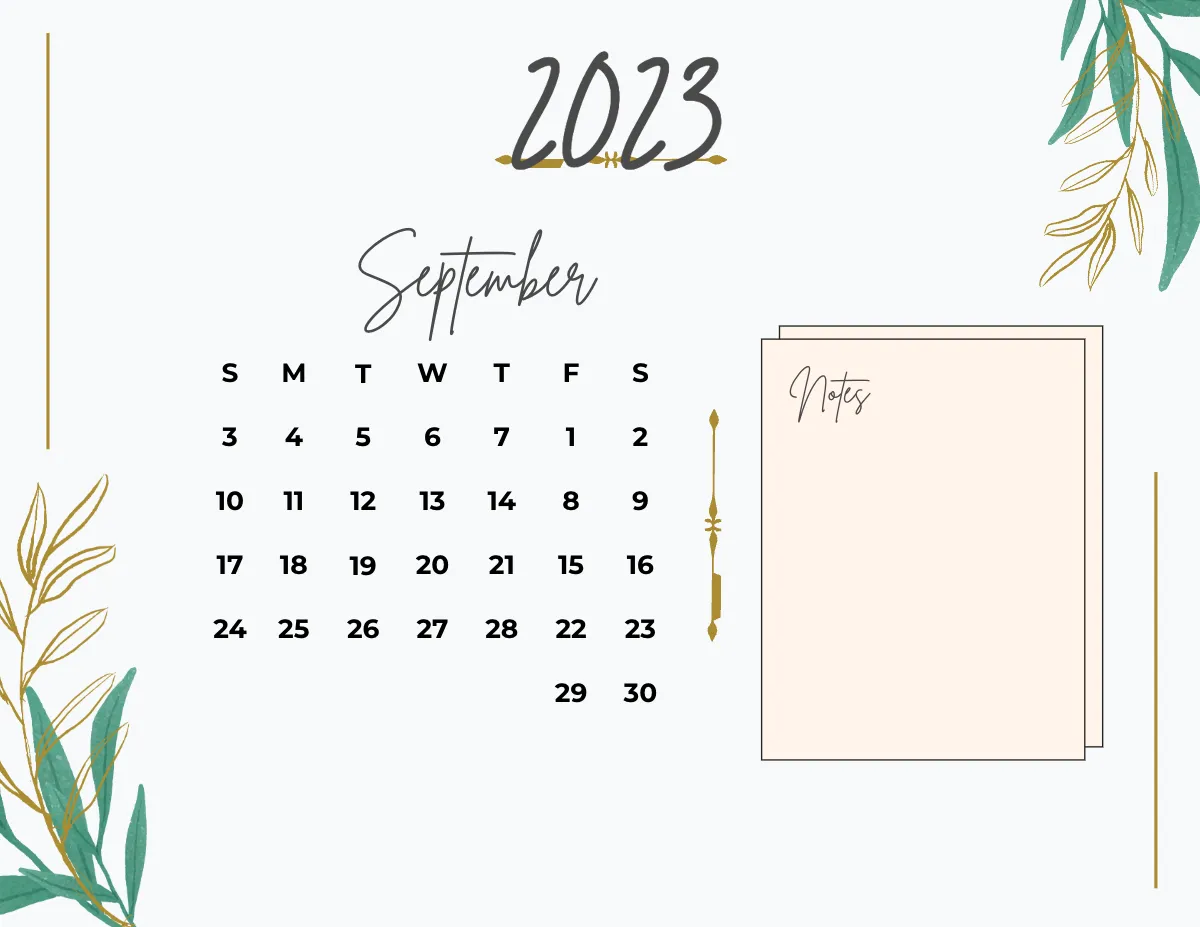 Free Calligraphy 2023 Calendar Template to Edit Online