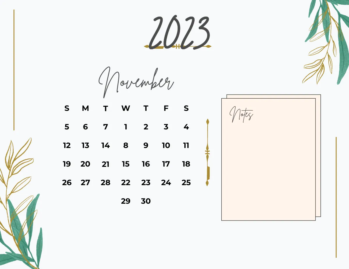 Free Calligraphy 2023 Calendar Template to Edit Online