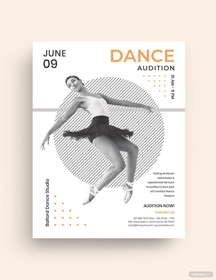 Free Creative Dance Audition Flyer Template