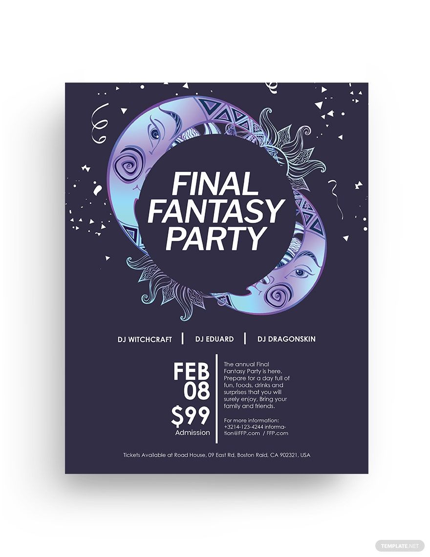 Final Fantasy Flyer Template in Word, Google Docs, Illustrator, PSD, Apple Pages, Publisher, InDesign