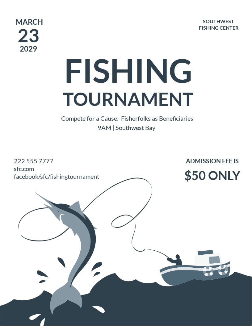 Fishing Contest Flyer Template - Illustrator, InDesign, Word Throughout Fishing Tournament Flyer Template