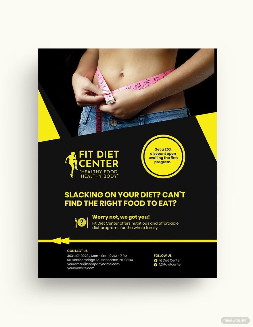 Fitness Healthy Diet Program Flyer Template in Word, Google Docs, Illustrator, PSD, Apple Pages, Publisher, InDesign