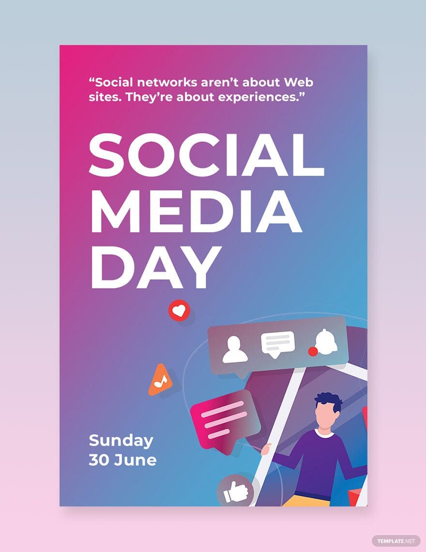 Social Media Day Pinterest Pin Template in PSD